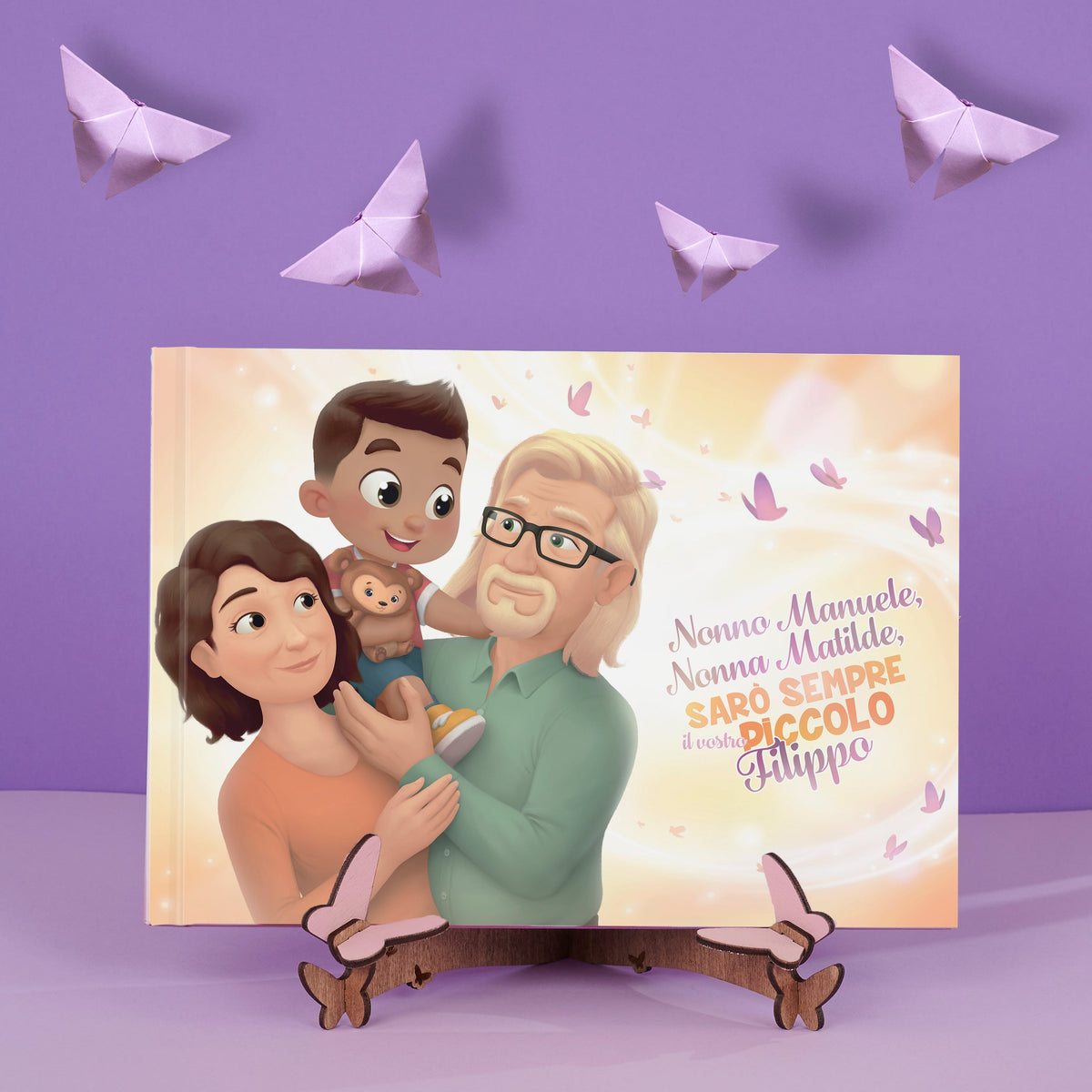 L'immagine mostra un libro personalizzato per i nonni.