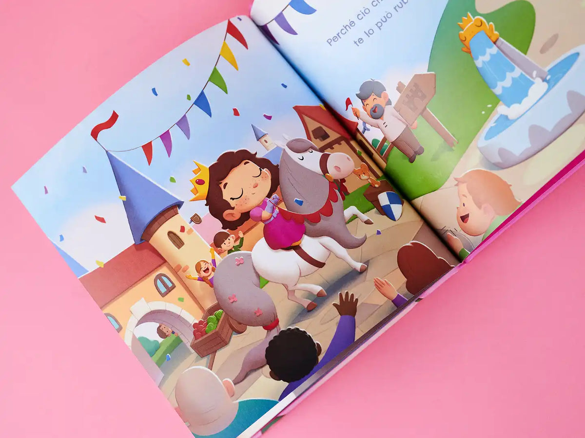 Storie sul corragio perduto della principesse, nel libro personalizzato Urra Eroi.