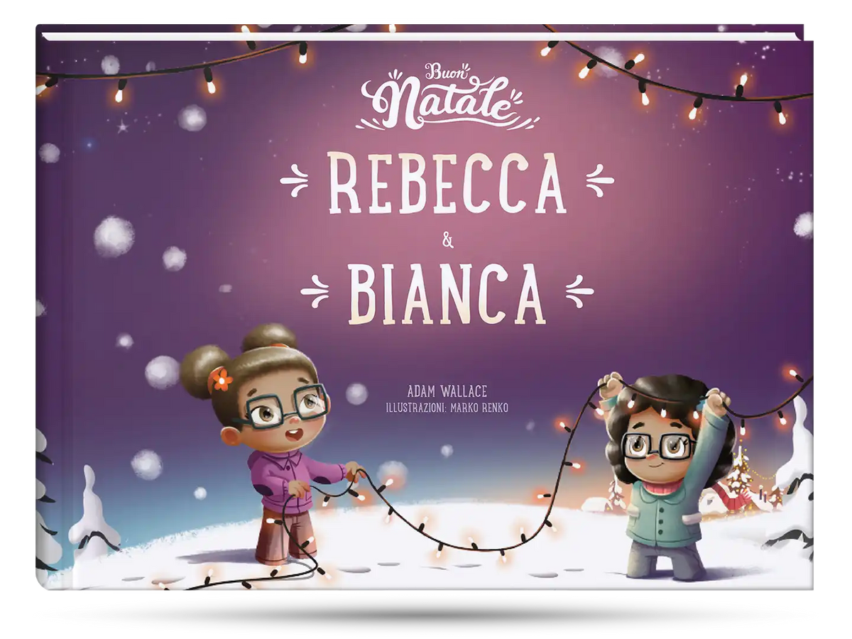 La copertina del libro personalizzato per 2 bambini per Natale