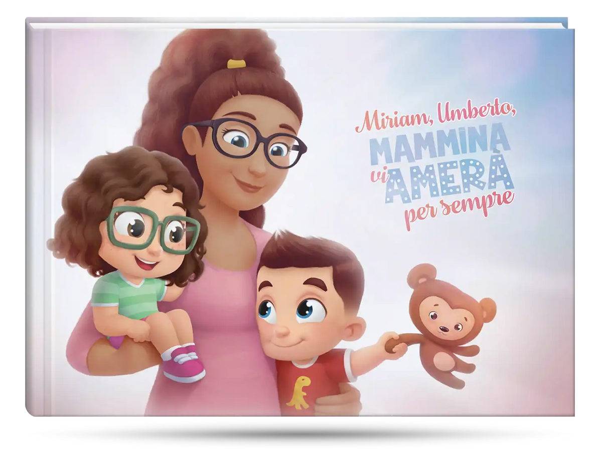La copertina del nostro libro più venduto per mamme e i loro due bambini, che è il miglior regalo per un anniversario.