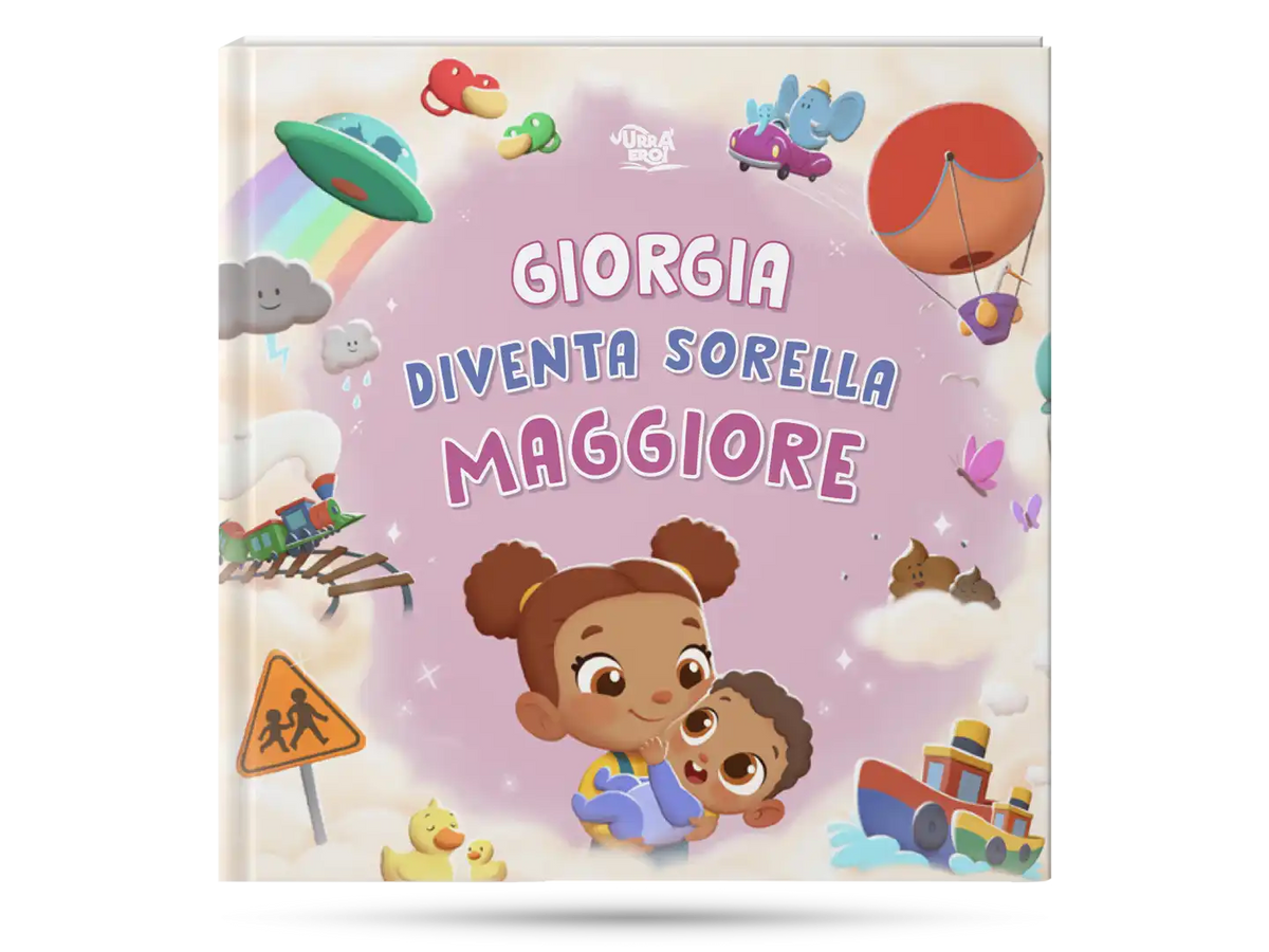 Libro personalizzato Mini Eroi, una bambina diventa sorella maggiore.