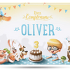 La copertina del libro di compleanno personalizzato, perfetto come regalo per un bambino di tre anni.