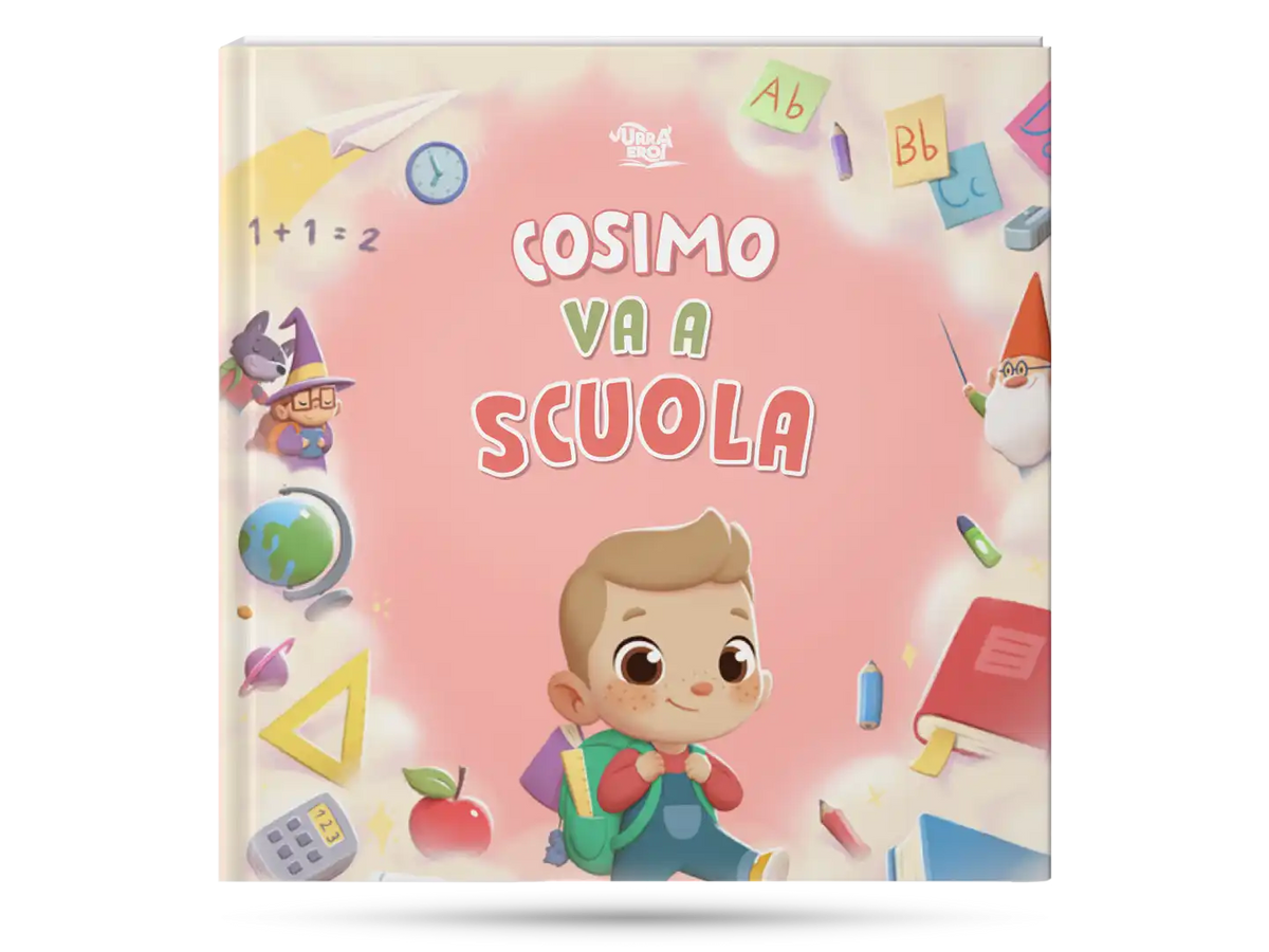 Copertina del libro educativo della collezione Mini Eroi, sul tema de la scuola.