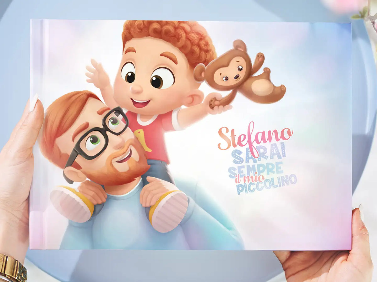 La copertina del libro personalizzato più venduto di Urrà Eroi per papà e i loro figli.
