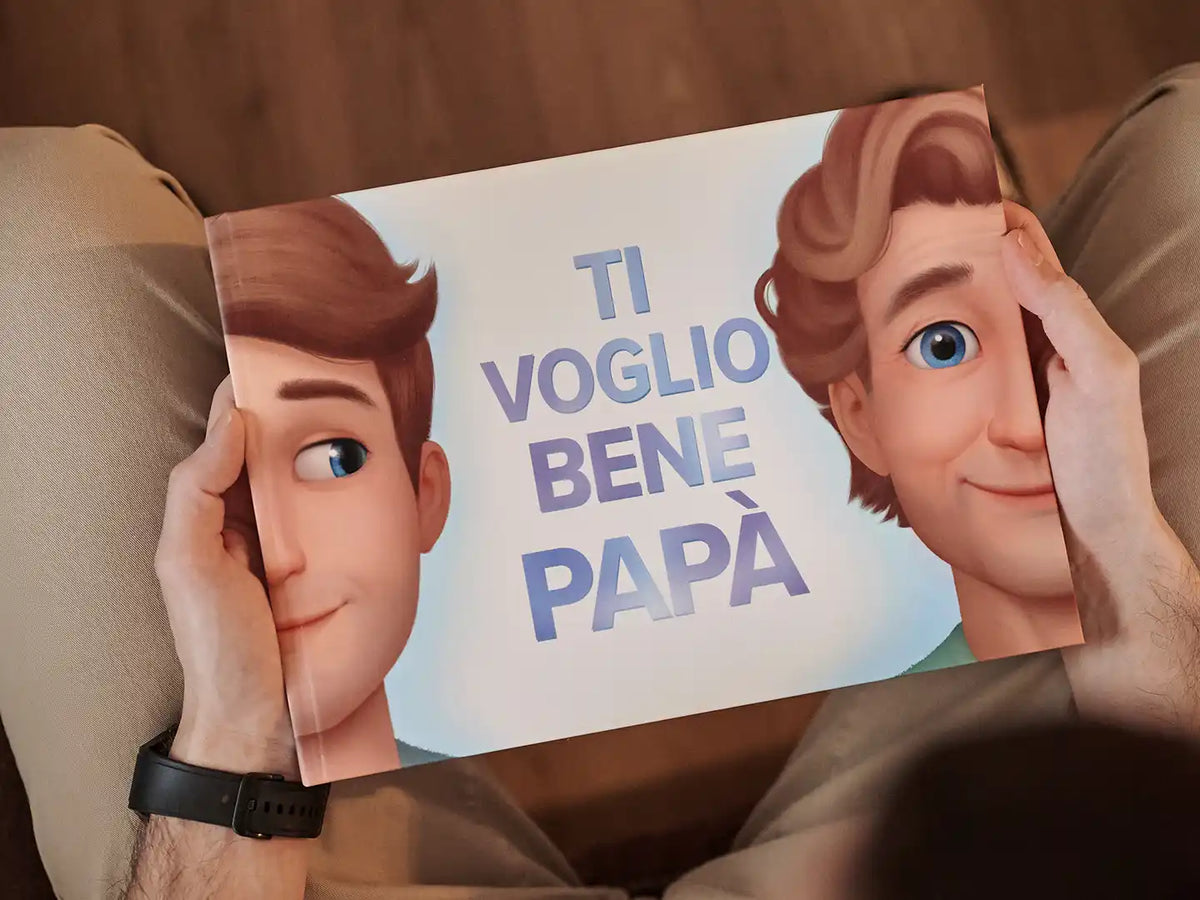 Volete una idea regalo per la festa de Papa? Un libro personnalizato per Papa e un bambino adulto.