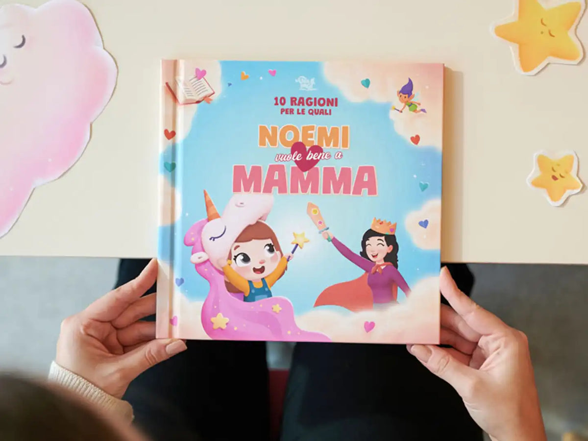 Anche la copertina del libro personalizzato per mamma e figlia può essere personalizzata.