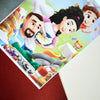 Simpatica illustrazione personalizzata della famiglia nel libro La famiglia.