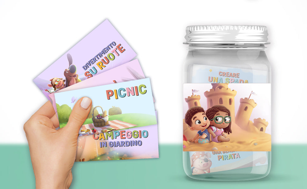 Barattolo scaccia-noia personalizzato e gratuito per due bambini