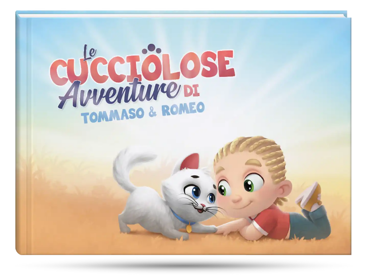 Libro personalizzato sulle avventure di un bambino e del suo animale domestico.