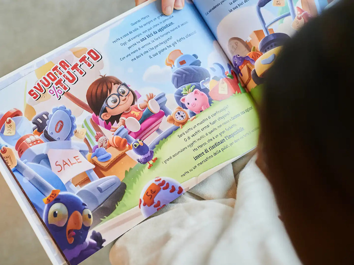 Illustrazione esilarante dal libro personalizzato da solo in casa.