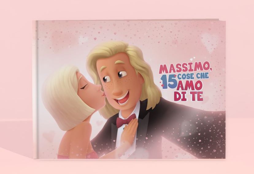 L'immagine mostra la copertina del libro matrimoniale personalizzato