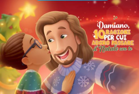 L'immagine mostra la copertina del libro personalizzato Damiano, 10 ragioni per cui adoro passare il Natale con te