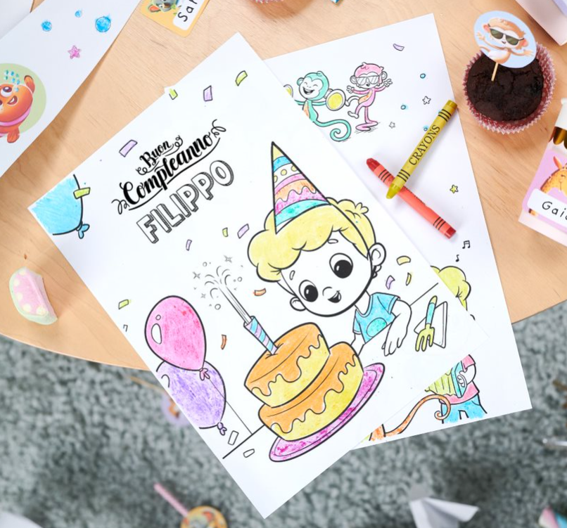 Una pagina personalizzata da colorare per bambini