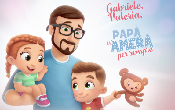 La copertina del libro personalizzato Gabriela, Valeria, Papà vi ama per sempre.