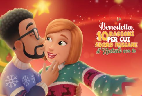 L'immagine mostra la copertina del libro personalizzato Benedetta, 10 ragioni per cui adoro passare il Natale con te